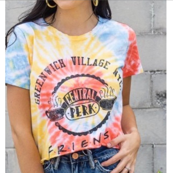 Graphic Tie Dye Retro Tee Crop Top - Picture 1 of 8